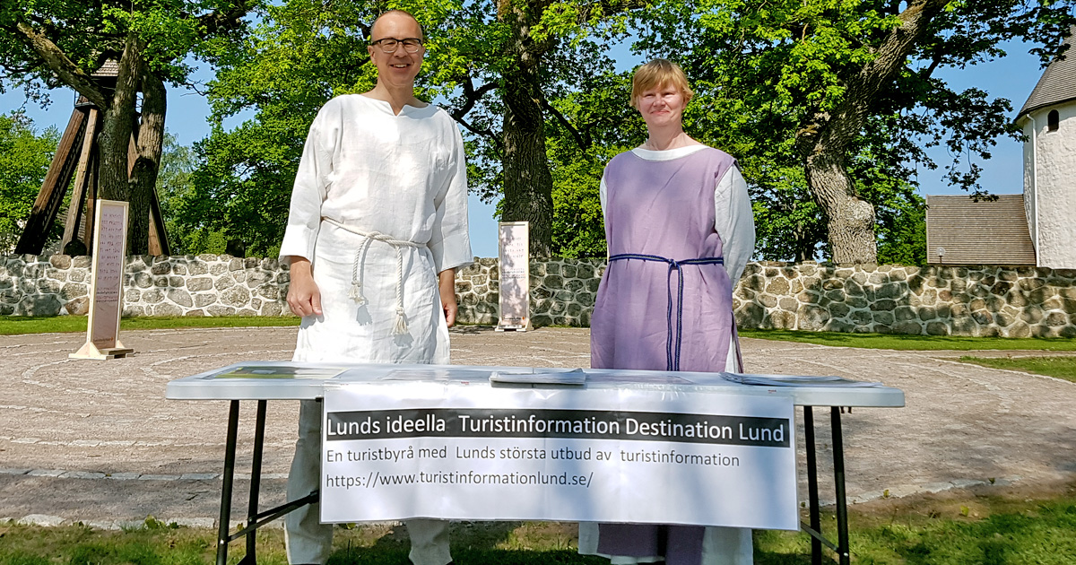 Lunds ideella turistinformation Destination Lund på vikingamarknaden vid Hagby kyrka 2023