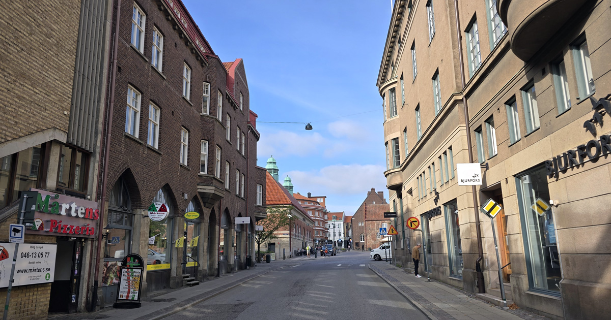 Bankgatan i Lund med utsikt mot Mårtenstorget