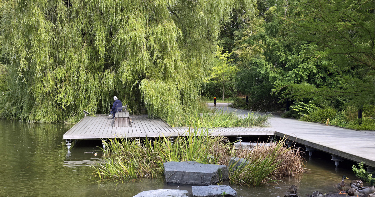 Bryggan vid dammen i Lunds stadspark